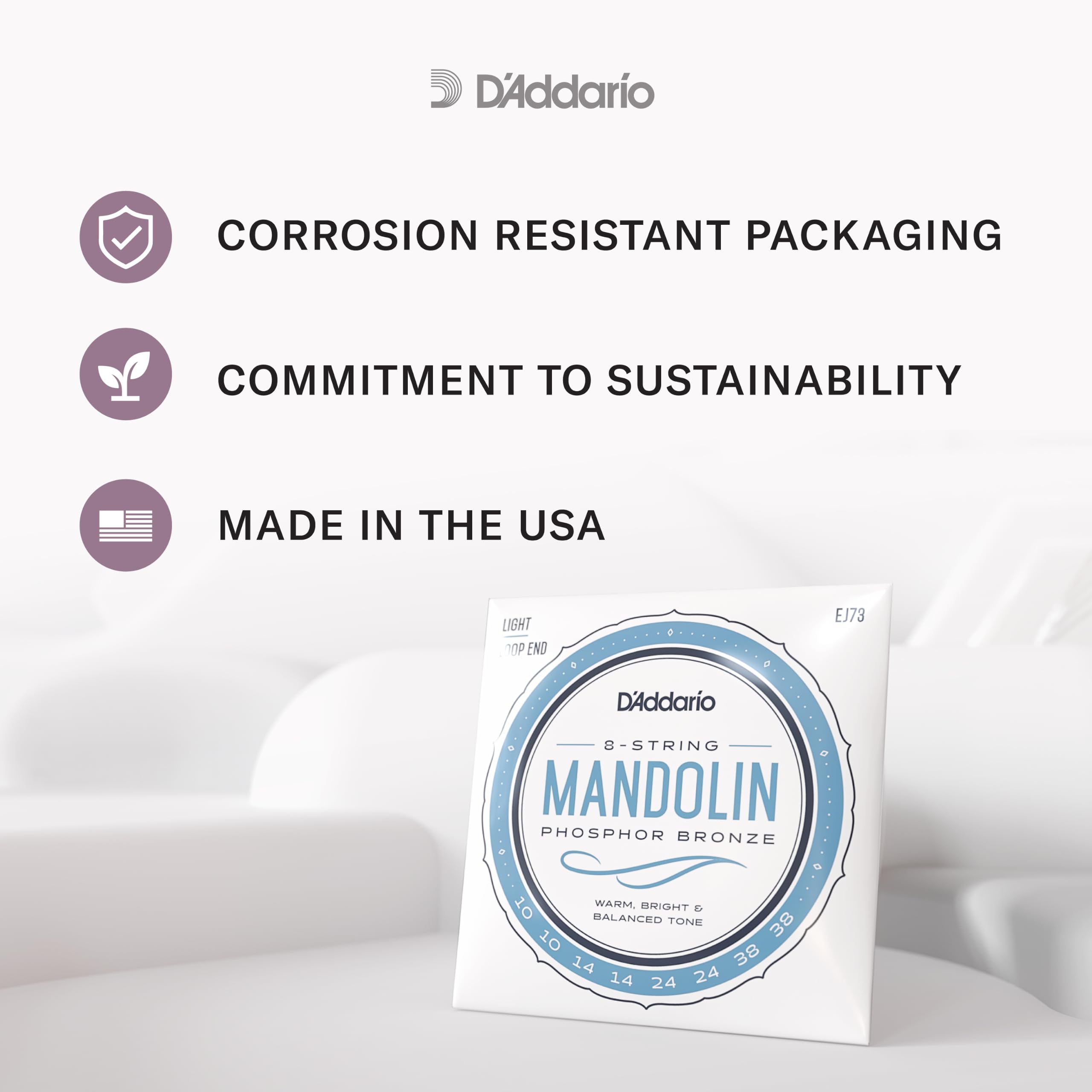 Amazon.com: D'Addario Phosphor Bronze Mandolin Strings EJ73-3D, 10